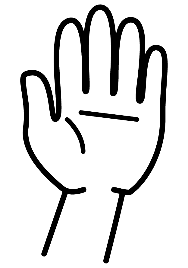 白黒の手のひら・挙手のイラスト