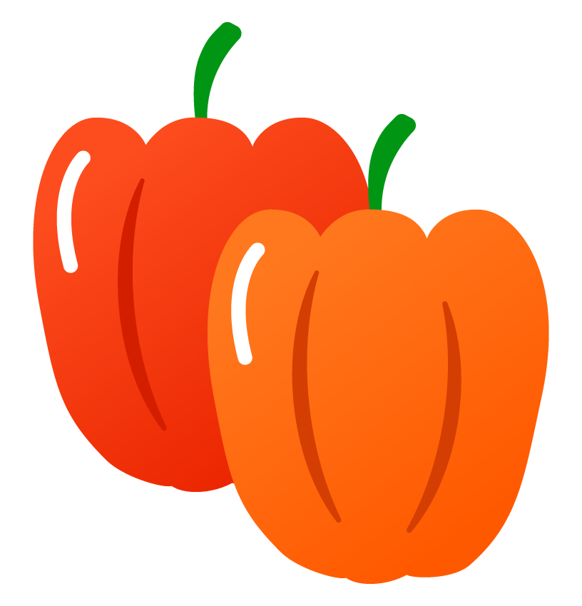 赤とオレンジのパプリカのイラスト