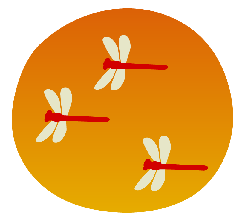 真っ赤な夕日と赤とんぼのイラスト