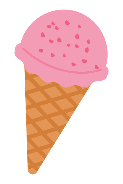 ストロベリーのアイスクリームのイラスト