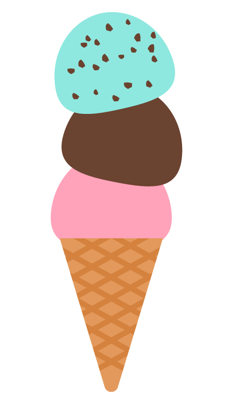 トリプルのアイスクリームのイラスト