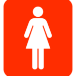 女性用トイレマーク（白抜き）のイラスト