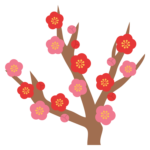 梅の木と梅の花のイラスト