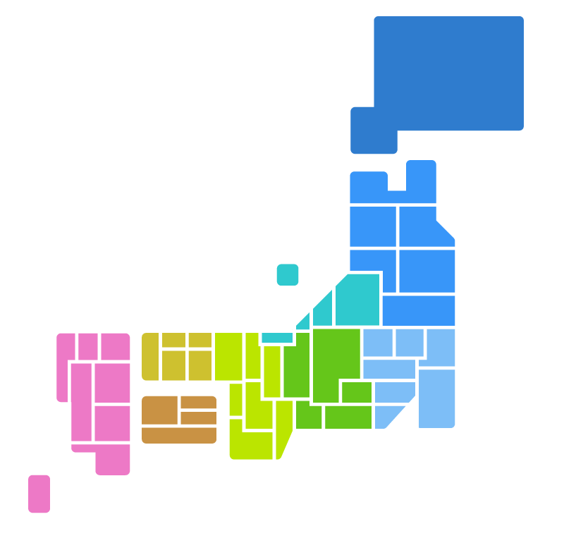 日本地図 都道府県分け 地方別色分け のイラスト 無料のフリー