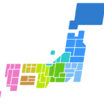 日本地図（都道府県分け・地方別色分け）のイラスト02