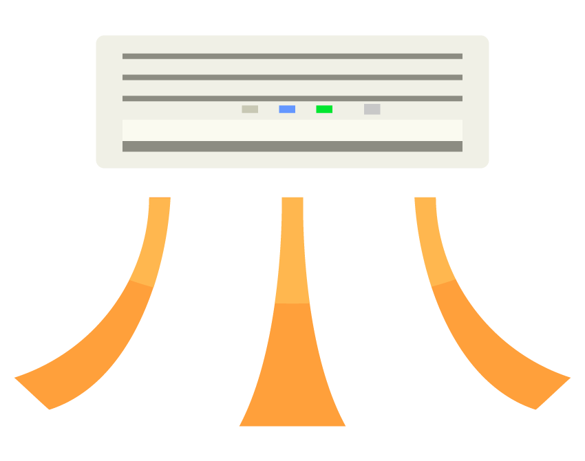 エアコンと温風のイラスト