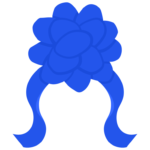 花の青いリボンのイラスト