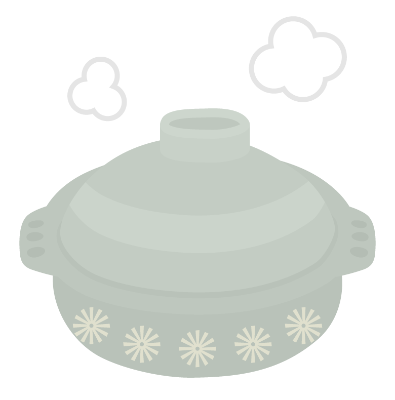 湯気と土鍋のイラスト
