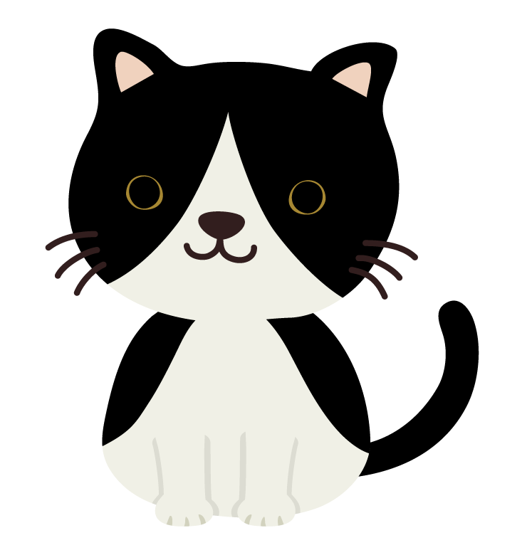 かわいい白黒の猫のイラスト