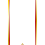 門松と黄金色と赤枠の縦長フレーム飾り枠イラスト