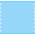 雪の結晶の青色もこもこフレーム飾り枠イラスト