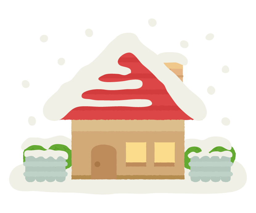 屋根に雪が積もっている家のイラスト