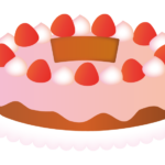 いちごのホールケーキのイラスト