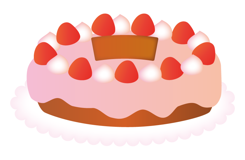 いちごのホールケーキのイラスト