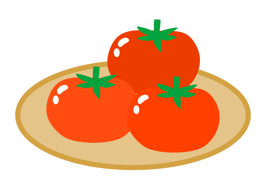 かごに乗ったトマトのイラスト