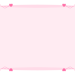 四隅の赤とピンクのハートのフレーム飾り枠イラスト