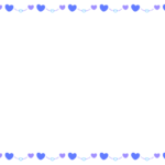 ブルーとパープルのハートの上下フレーム飾り枠イラスト