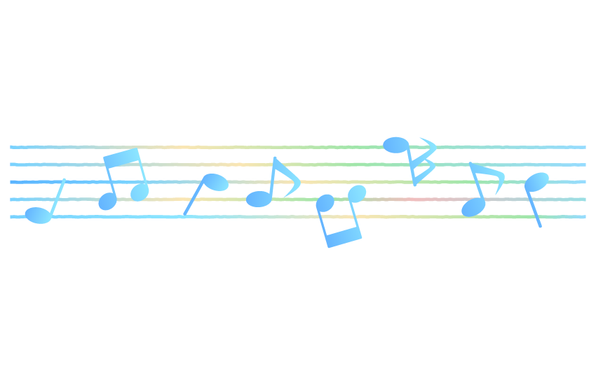 音符と五線譜（カラー）のイラスト