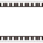ピアノの鍵盤の白黒上下フレーム飾り枠イラスト