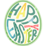 卵型の「HAPPY EASTER」の文字のイラスト