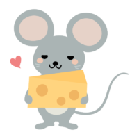 チーズを持ったかわいいネズミのイラスト