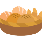 かご盛りのパンのイラスト
