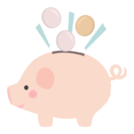 小銭と豚の貯金箱のイラスト