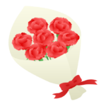 真っ赤なカーネーションの花束のイラスト
