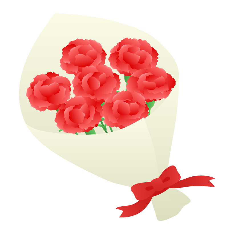 真っ赤なカーネーションの花束のイラスト