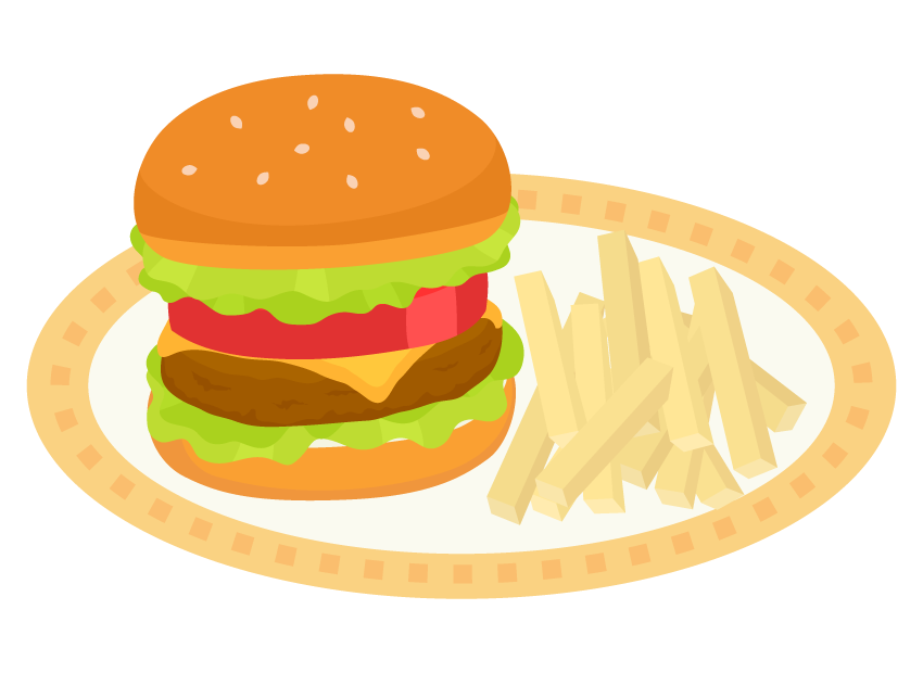 ハンバーガーとポテトフライのイラスト