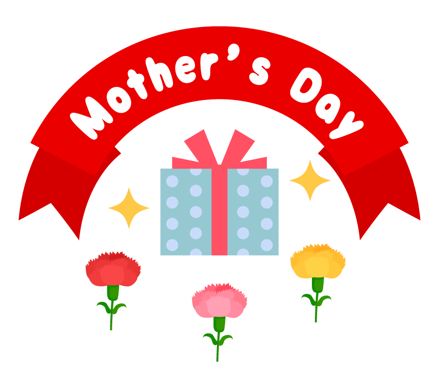 「Mother's Day」（母の日）の文字イラスト