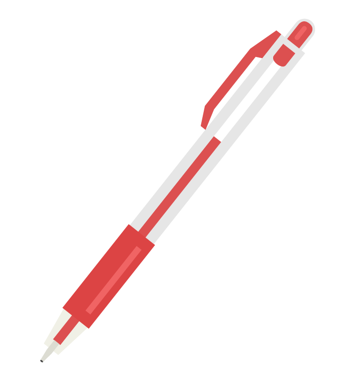 ボールペン（赤色）のイラスト