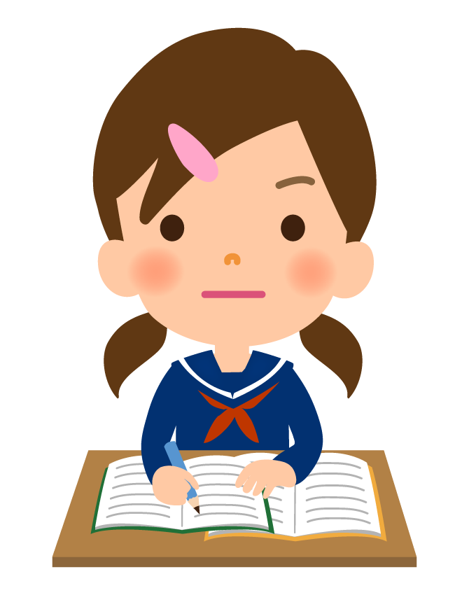 勉強をする学生 女性 のイラスト 無料のフリー素材 イラストエイト