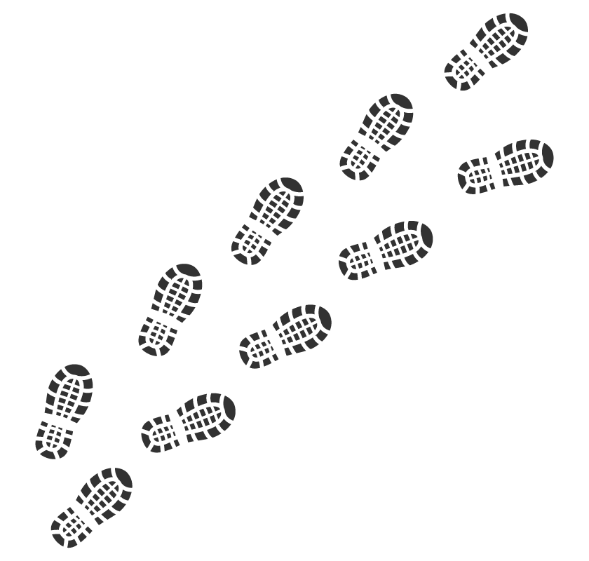 靴の足跡（白黒）のイラスト02