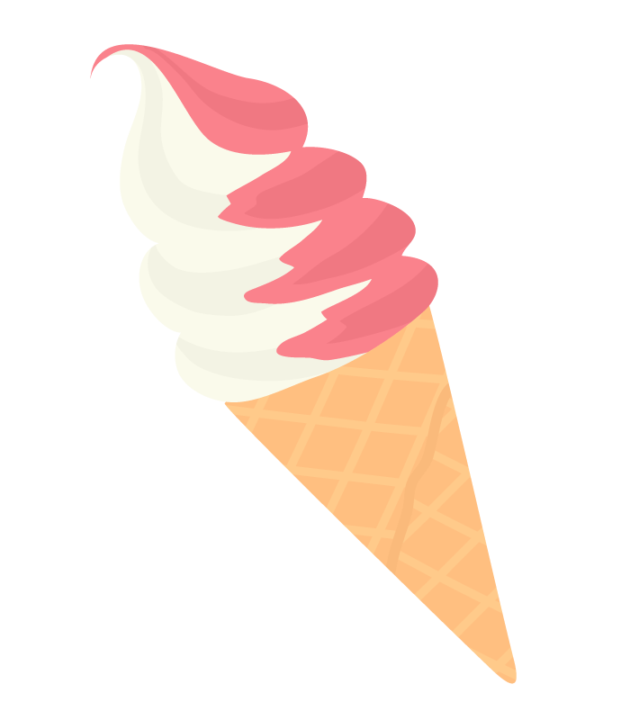 ストロベリーのソフトクリームのイラスト