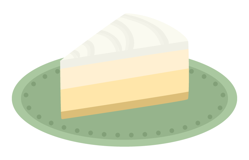 チーズケーキ（クリーム付き）のイラスト