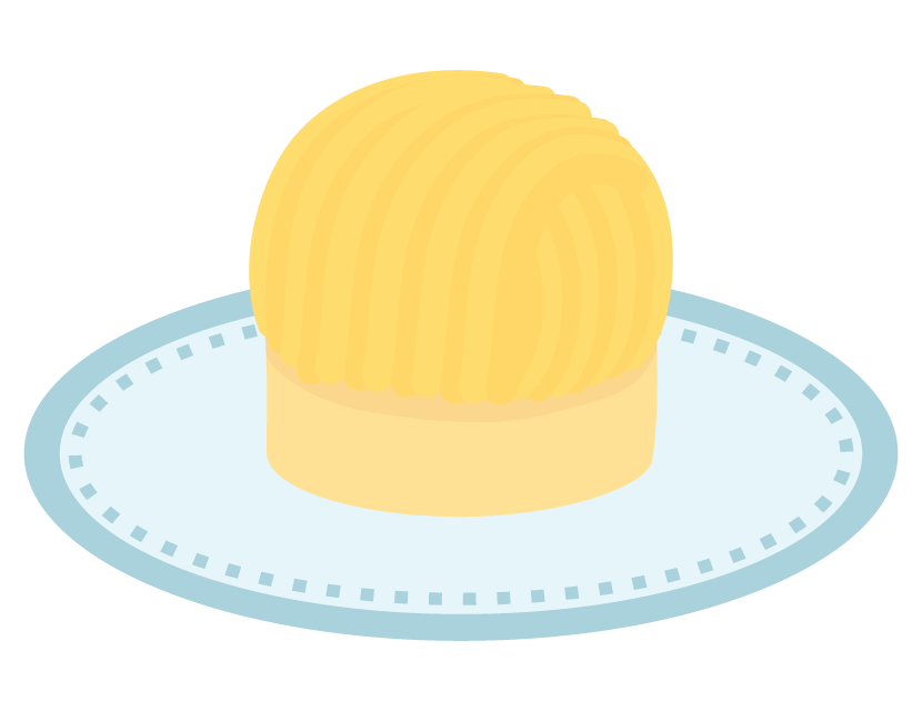 黄色いモンブラン（ケーキ）のイラスト