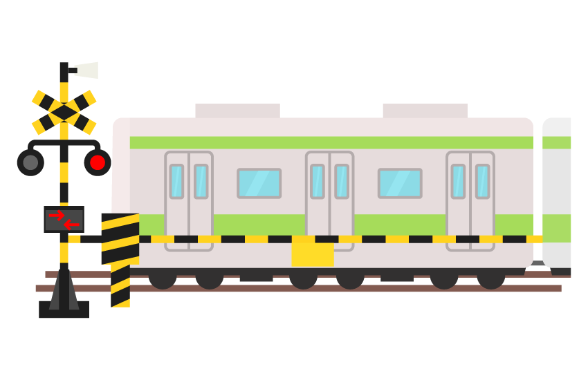 踏み切りと電車のイラスト 無料のフリー素材 イラストエイト