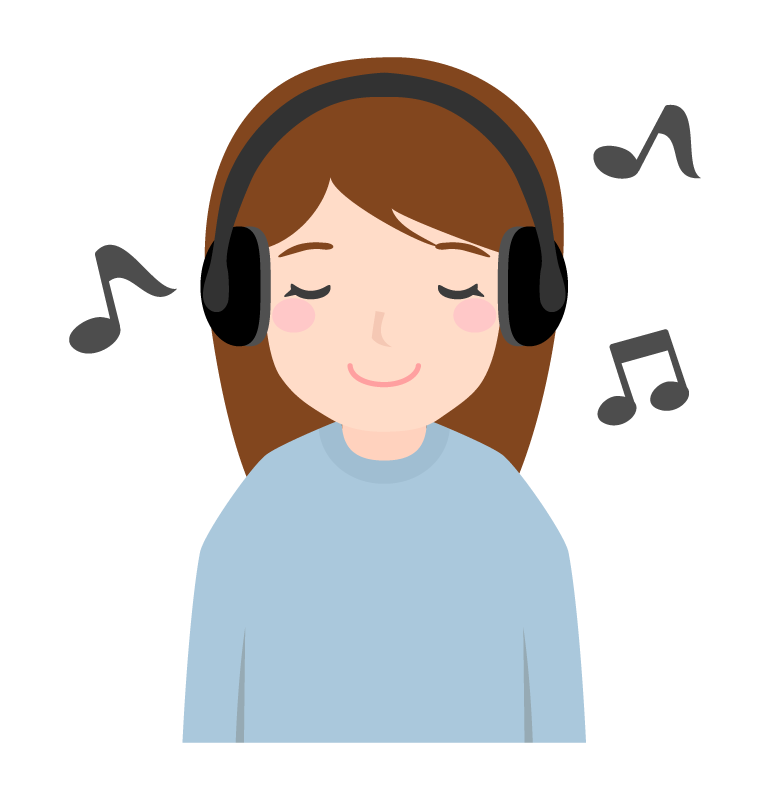 ヘッドフォンで音楽を聴いている女性のイラスト 無料のフリー素材 イラストエイト
