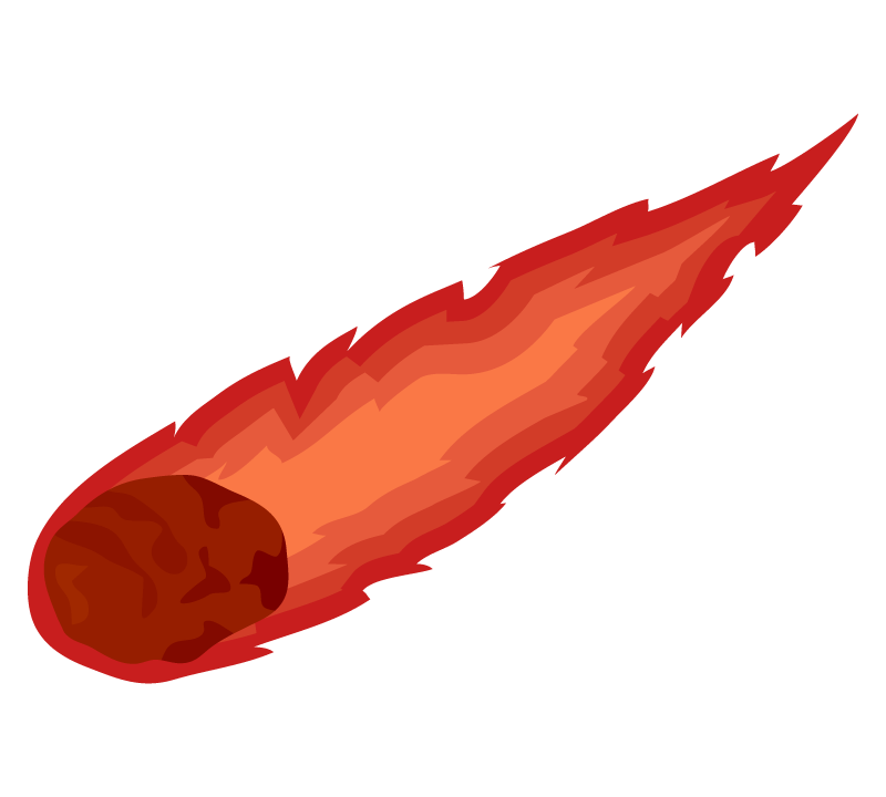 真っ赤に燃える隕石のイラスト