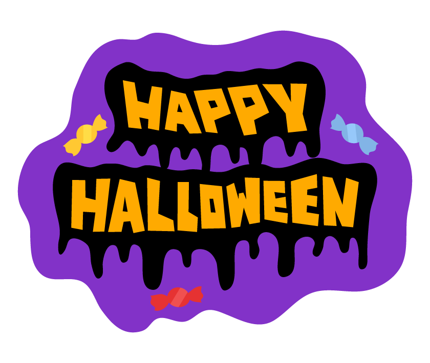 キャンディーと Happy Halloween の文字イラスト 無料のフリー素材 イラストエイト