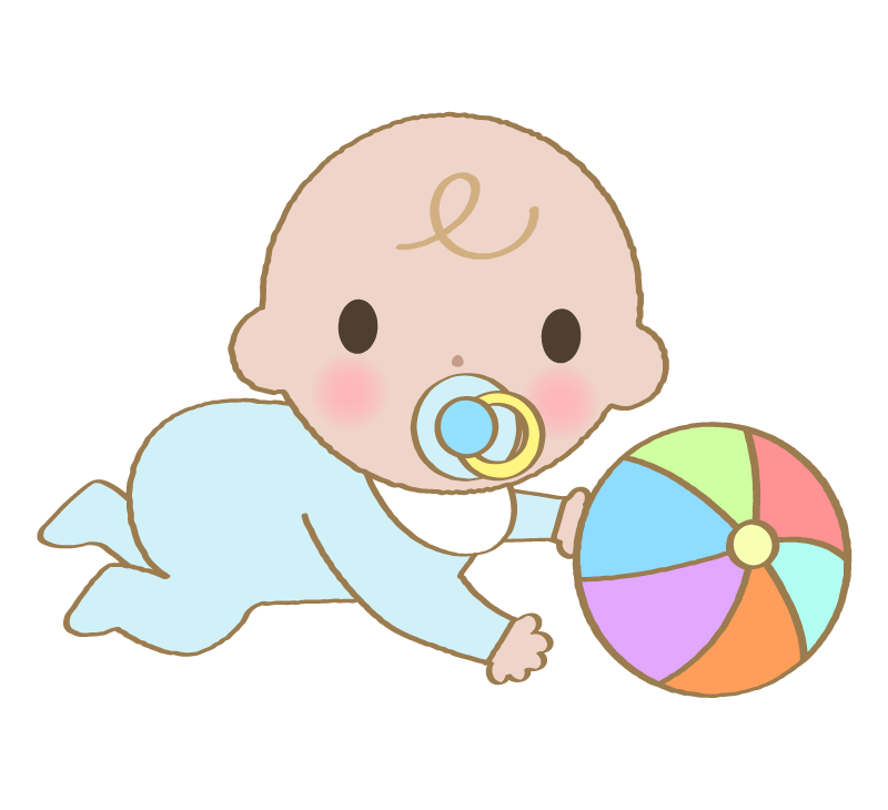 ボールで遊ぶ赤ちゃんのイラスト