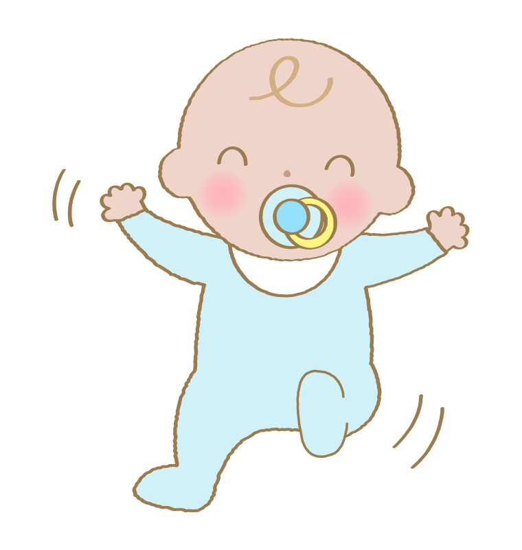 笑顔で動いている赤ちゃんのイラスト