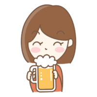 ビールを飲む女性のイラスト