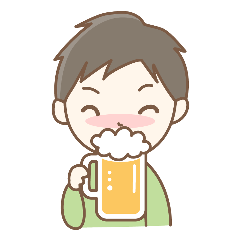 ビールを飲む男性のイラスト