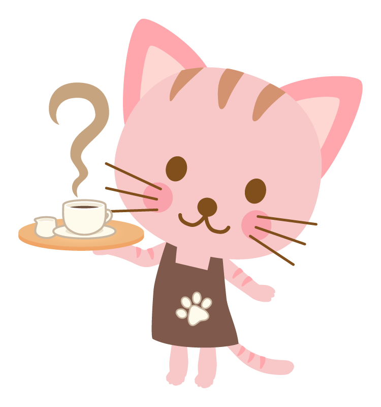 かわいい猫のウエイトレスのイラスト 無料のフリー素材 イラストエイト