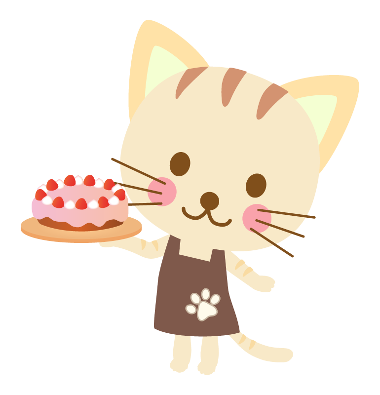 かわいい猫のケーキ屋さんのイラスト
