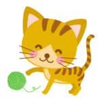 毛糸のまりで遊ぶ茶トラ猫（トラネコ）のイラスト