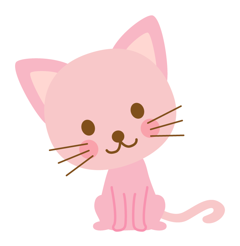 かわいいピンク色の猫のイラスト