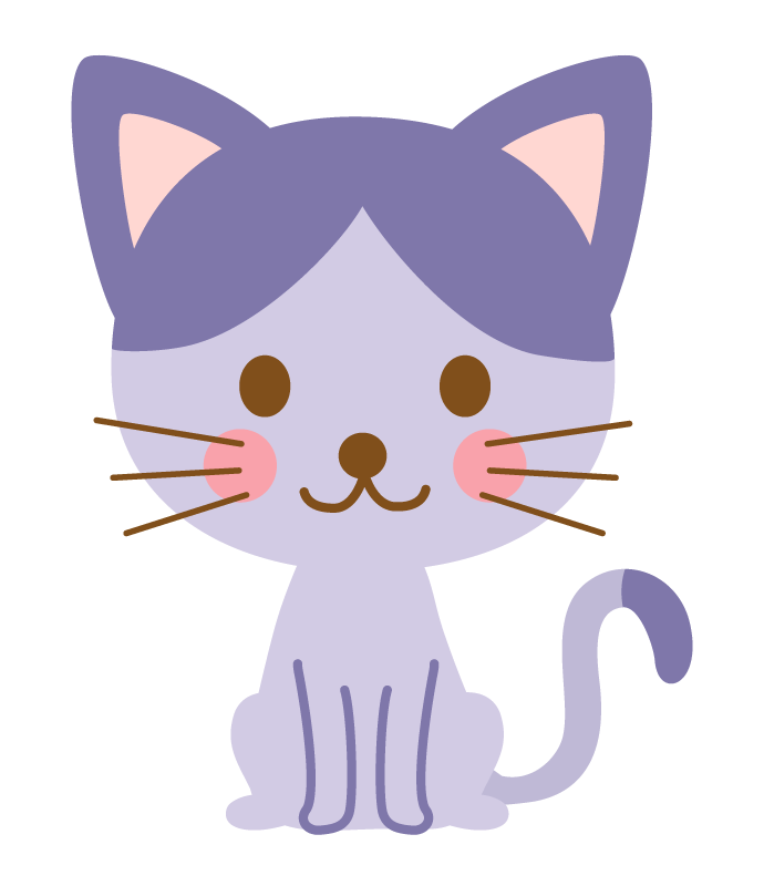 かわいい青紫色の猫のイラスト